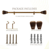 Tapered Natural Wooden Finial Extendable Single Curtain Rod Gold 19MM (Hardware Included)