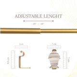 White Distressed Vintage Wooden Finial Extendable Single Curtain Rod Beige 19MM (Hardware Included)