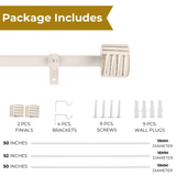 Linear White Distressed Finial Extendable Single Curtain Rod White 19MM (Hardware Included)