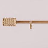 Drum Cane Wrap Finial Extendable Single Curtain Rod Beige 19MM (Hardware Included)
