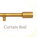 Golden Matte Finial Extendable Single Curtain Rod Gold 19MM (Hardware Included)