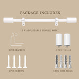 WHITE MATTE FINIAL EXTENDABLE CURTAIN ROD WHITE 19MM (HARDWARE INCLUDED)