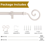 SPIRAL METAL FINIAL EXTENDABLE CURTAIN ROD WHITE 19MM (HARDWARE INCLUDED)