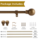 GOLD BALL FINIAL EXTENDABLE CURTAIN ROD GOLD 19MM (HARDWARE INCLUDED)