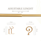 SPIRAL METAL FINIAL EXTENDABLE CURTAIN ROD GOLD 19MM (HARDWARE INCLUDED)