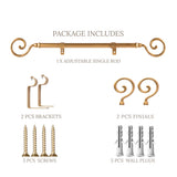 SPIRAL METAL FINIAL EXTENDABLE CURTAIN ROD GOLD 19MM (HARDWARE INCLUDED)
