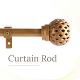 PERFORATED GOLD METAL FINIAL EXTENDABLE CURTAIN ROD GOLD 19MM (HARDWARE INCLUDED)