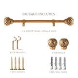 PERFORATED GOLD METAL FINIAL EXTENDABLE CURTAIN ROD GOLD 19MM (HARDWARE INCLUDED)
