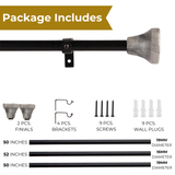 MARBLE HEX FINIAL EXTENDABLE CURTAIN ROD BLACK 19MM (HARDWARE INCLUDED)