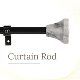 MARBLE HEX FINIAL EXTENDABLE CURTAIN ROD BLACK 19MM (HARDWARE INCLUDED)