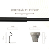MARBLE HEX FINIAL EXTENDABLE CURTAIN ROD BLACK 19MM (HARDWARE INCLUDED)
