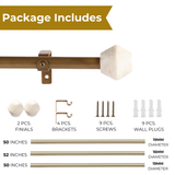MARBLE HEX FINIAL EXTENDABLE CURTAIN ROD GOLD 19MM (HARDWARE INCLUDED)