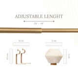 MARBLE HEX FINIAL EXTENDABLE CURTAIN ROD GOLD 19MM (HARDWARE INCLUDED)