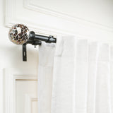 Antique Glass Finial Extendable Double Curtain Rod Black 19MM (Hardware Included)