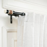 BW Wood Finial Extendable Double Curtain Rod Black 19MM (Hardware Included)