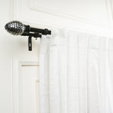 Metal Stud Finial Extendable Double Curtain Rod Black 19MM (Hardware Included)