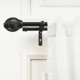 Metal Weave Finial Extendable Double Curtain Rod Black 19MM (Hardware Included)
