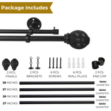 Metal Weave Finial Extendable Double Curtain Rod Black 19MM (Hardware Included)