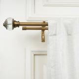 Glass Metal Regal Finial Extendable Double Curtain Rod Golden 19MM (Hardware Included)