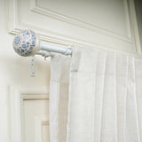 Rococo Ceramic Finial Extendable Double Curtain Rod White 19MM (Hardware Included)
