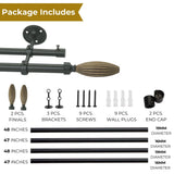 Wood Bud Finial Extendable Double Curtain Rod Black 19MM (Hardware Included)