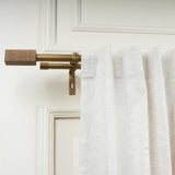 Scarred Wood Finial Extendable Double Curtain Rod Golden 19MM (Hardware Included)