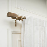Scarred Wood Finial Extendable Double Curtain Rod Golden 19MM (Hardware Included)