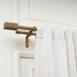 Scarred Wood Finial Extendable Double Curtain Rod Golden 19MM (Hardware Included)