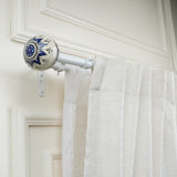 Geometric Print Finial Extendable Double Curtain Rod 19MM (Hardware Included)