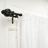 Epitome Wood Finial Extendable Double Curtain Rod Black 19MM (Hardware Included)