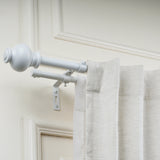 WHITE TYPHO FINIAL EXTENDABLE DOUBLE CURTAIN ROD WHITE 19MM (HARDWARE INCLUDED)