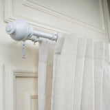 WHITE TYPHO FINIAL EXTENDABLE DOUBLE CURTAIN ROD WHITE 19MM (HARDWARE INCLUDED)