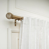 VENTILIA METAL FINIAL EXTENDABLE DOUBLE CURTAIN ROD GOLD 19MM (HARDWARE INCLUDED)