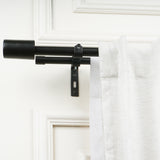 BLACK MATTE FINIAL EXTENDABLE DOUBLE CURTAIN ROD BLACK 19MM (HARDWARE INCLUDED)