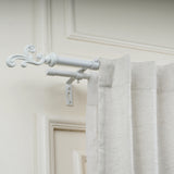 REGAL METAL FINIAL EXTENDABLE DOUBLE CURTAIN ROD WHITE 19MM (HARDWARE INCLUDED)