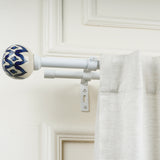 Mughal Art Finial Extendable Double Curtain Rod White 19MM (Hardware Included)