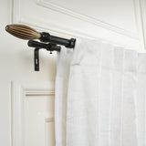 Wood Bud Finial Extendable Double Curtain Rod Black 19MM (Hardware Included)