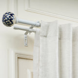 Mughal Art Finial Extendable Double Curtain Rod White 19MM (Hardware Included)