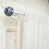 Mughal Art Finial Extendable Double Curtain Rod White 19MM (Hardware Included)
