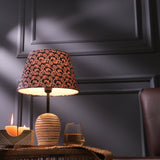 White Distressed Lamp with Traditional Art Shade