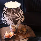White Distressed Lamp with Black Tropical Shade
