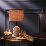 White Distressed Lamp With Jute Shade