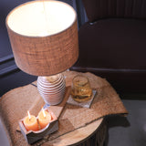White Distressed Lamp With Jute Shade