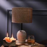White Distressed Lamp With Jute Shade