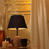 White Distressed Lamp With Blue Shade