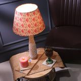 Textured Lamp With Red Floral Shade