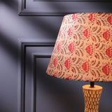 Textured Lamp With Red Floral Shade
