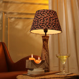Leaf Embossed Lamp With Traditional Art Shade