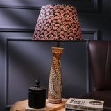 Leaf Embossed Lamp With Traditional Art Shade