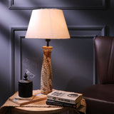 Leaf Embossed Lamp With White Jute Shade